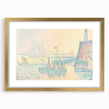 Pastel Seascape Wall Art - Soft Pointillist Evening Harbor Decor