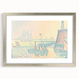 Pastel Seascape Wall Art - Soft Pointillist Evening Harbor Decor