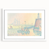 Pastel Seascape Wall Art - Soft Pointillist Evening Harbor Decor