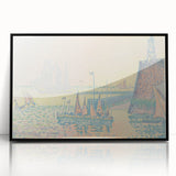 Pastel Seascape Wall Art - Soft Pointillist Evening Harbor Decor