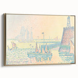 Pastel Seascape Wall Art - Soft Pointillist Evening Harbor Decor