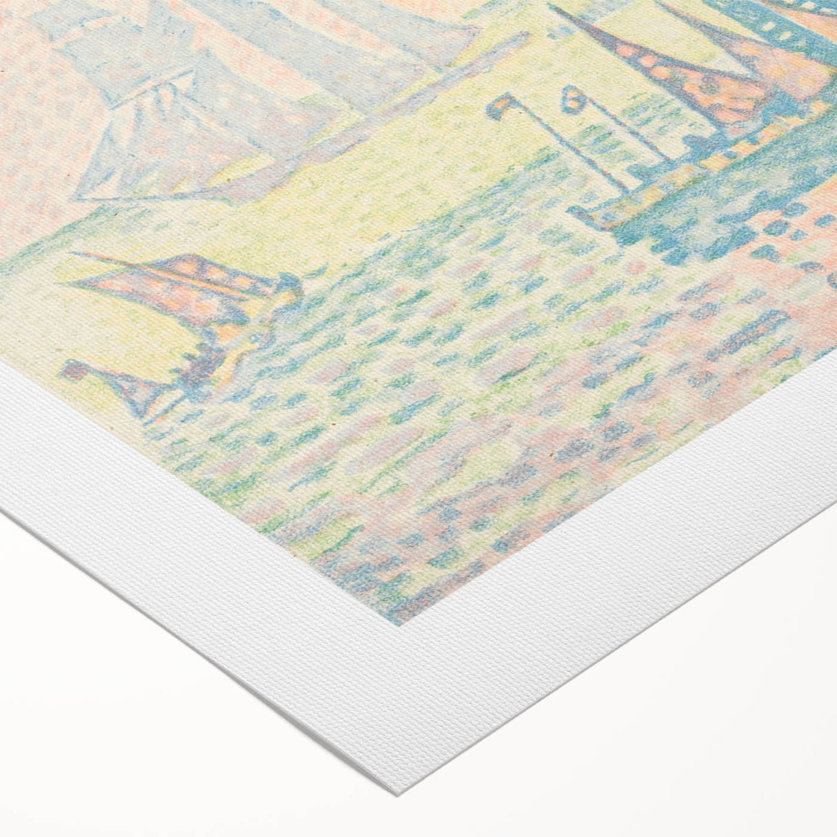 Pastel Seascape Wall Art - Soft Pointillist Evening Harbor Decor