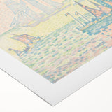 Pastel Seascape Wall Art - Soft Pointillist Evening Harbor Decor