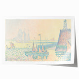 Pastel Seascape Wall Art - Soft Pointillist Evening Harbor Decor