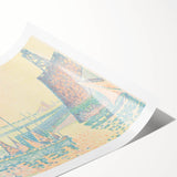 Pastel Seascape Wall Art - Soft Pointillist Evening Harbor Decor