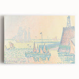 Pastel Seascape Wall Art - Soft Pointillist Evening Harbor Decor
