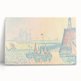 Pastel Seascape Wall Art - Soft Pointillist Evening Harbor Decor