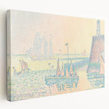 Pastel Seascape Wall Art - Soft Pointillist Evening Harbor Decor