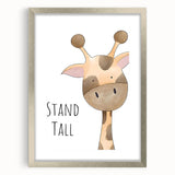 Stand Tall Giraffe Girls Room Wall Art - Inspirational Kids Decor