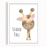 Stand Tall Giraffe Girls Room Wall Art - Inspirational Kids Decor