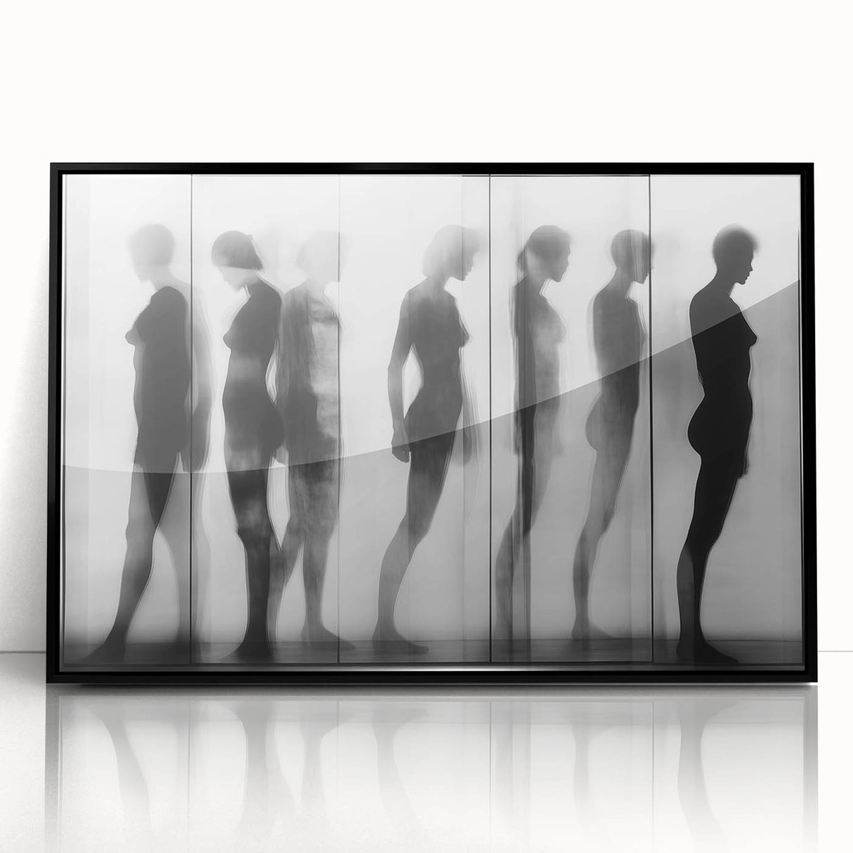 Black and White Framed Wall Art – Modern Abstract Canvas Print