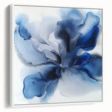 Framed canvas artwork showcasing an abstract floral design in soft pastels, displayed in a stylish white frame, perfect for modern home decor.