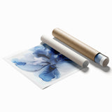 Abstract floral rolled print showcasing vibrant colors and intricate designs, elegantly packaged in a protective cardboard tube, perfect for home decor enhancement.