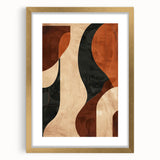 Abstract minimalist wall art framed with a gold mat, showcasing a sleek design suitable for modern decor. Perfect for enhancing any living space or office.