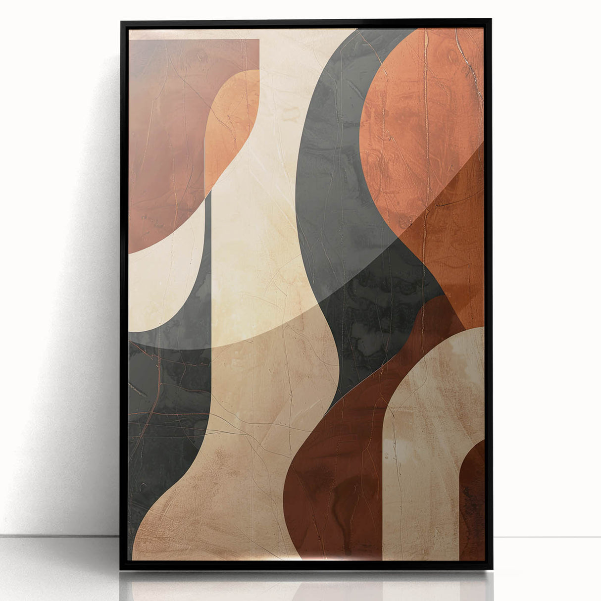 Framed abstract minimalist wall art in black acrylic, showcasing a sleek design that elevates modern decor. Perfect for contemporary living spaces or offices.