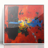 Colorful Abstract Wall Art – Red, Blue & Black Modern Canvas Print