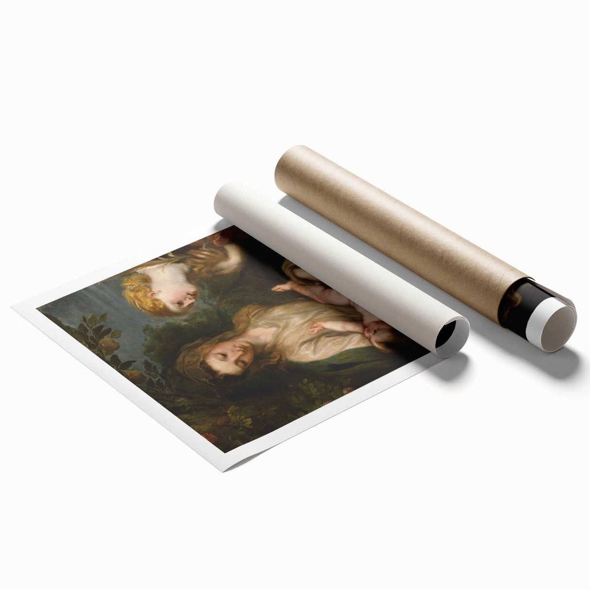 Baroque Madonna with Child and Angel Wall Art – Divine Artistic Grace
