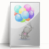 Adorable Elephant & Balloons Girls Room Wall Art - Playful Decor