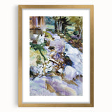 Romanticism Art: Rushing Brook - Dynamic Watercolor by John Sargent