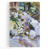 Romanticism Art: Rushing Brook - Dynamic Watercolor by John Sargent