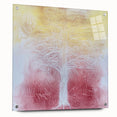 Abstract floral acrylic artwork displayed in a side view, showcasing vibrant colors and intricate designs, secured with pins for an elegant presentation. This contemporary piece adds a touch of modern elegance to any space.