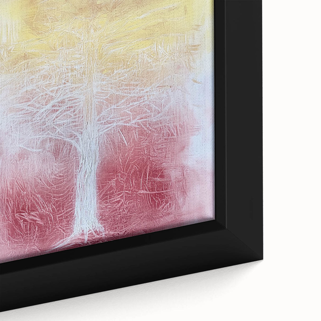 Vibrant abstract floral canvas art featuring bold colors and intricate details, elegantly framed for wall display, enhancing modern decor aesthetics.