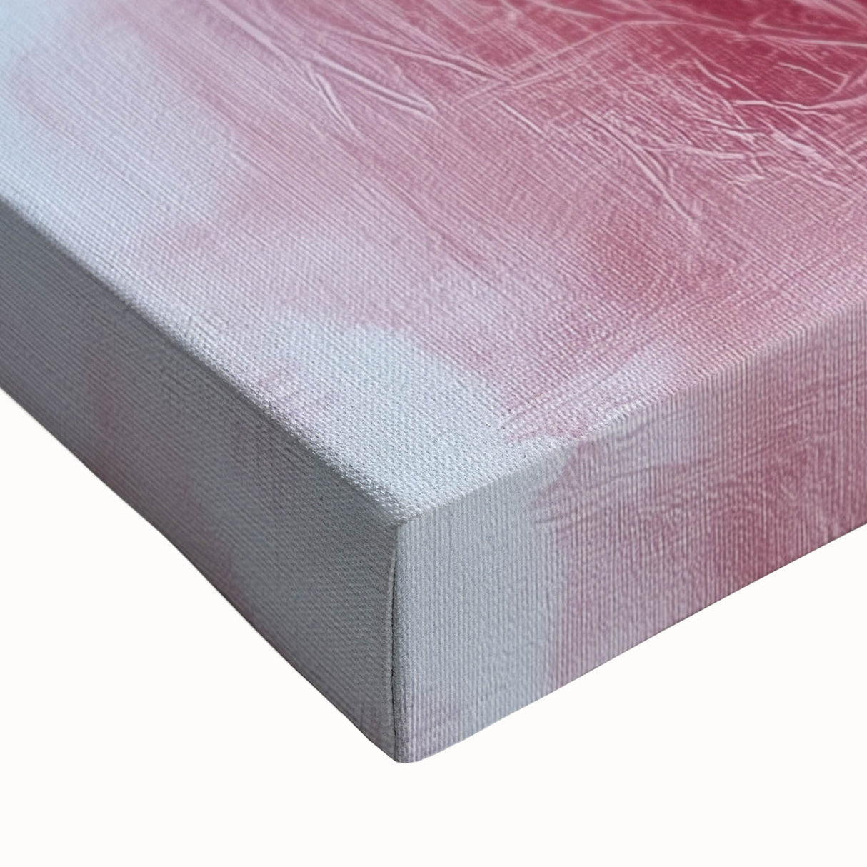 Close-up of a vibrant abstract floral stretched canvas artwork showcasing intricate brush strokes and vivid colors, perfect for home decor or gallery display.