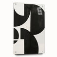 Abstract minimalist wall art displayed in a side view, showcasing vibrant colors and sleek design, secured with pins on acrylic glass for an elegant finish.