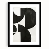 Abstract minimalist wall art framed in black, showcasing a contemporary design with a white mat, ideal for modern home decor or office aesthetics.