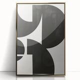 Abstract minimalist wall art featuring a gold-accented design, framed in acrylic, displayed from a front view. Ideal for modern home decor.