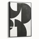 Framed abstract minimalist wall art featuring a sleek black design, displayed from a side view, perfect for modern home decor. Ideal for adding elegance and sophistication to any room.