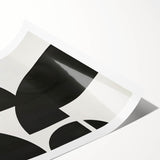 Abstract minimalist wall art print showcasing soft pastel colors and geometric shapes, rolled up in a protective cardboard tube for easy storage and transport.