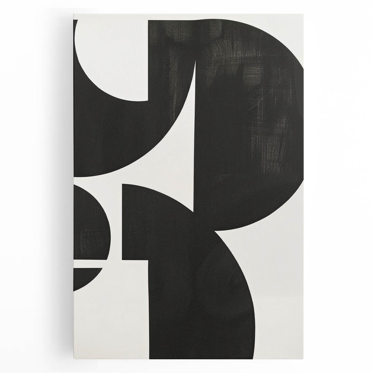 Abstract minimalist wall art featuring a soft color palette of beige and gray, displayed as a stretched canvas, perfect for contemporary home decor.