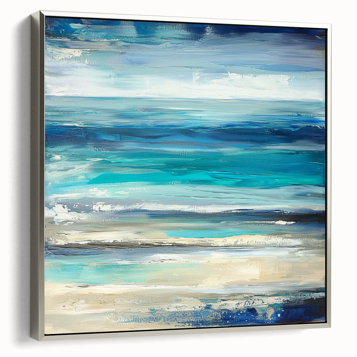 Ocean Breeze Abstract Wall Art – Blue & Teal Modern Canvas Print