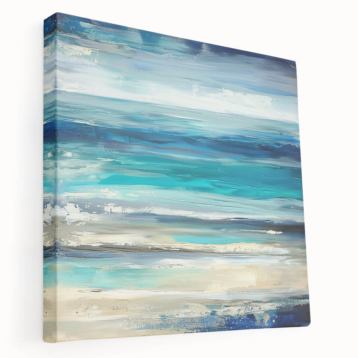 Ocean Breeze Abstract Wall Art – Blue & Teal Modern Canvas Print