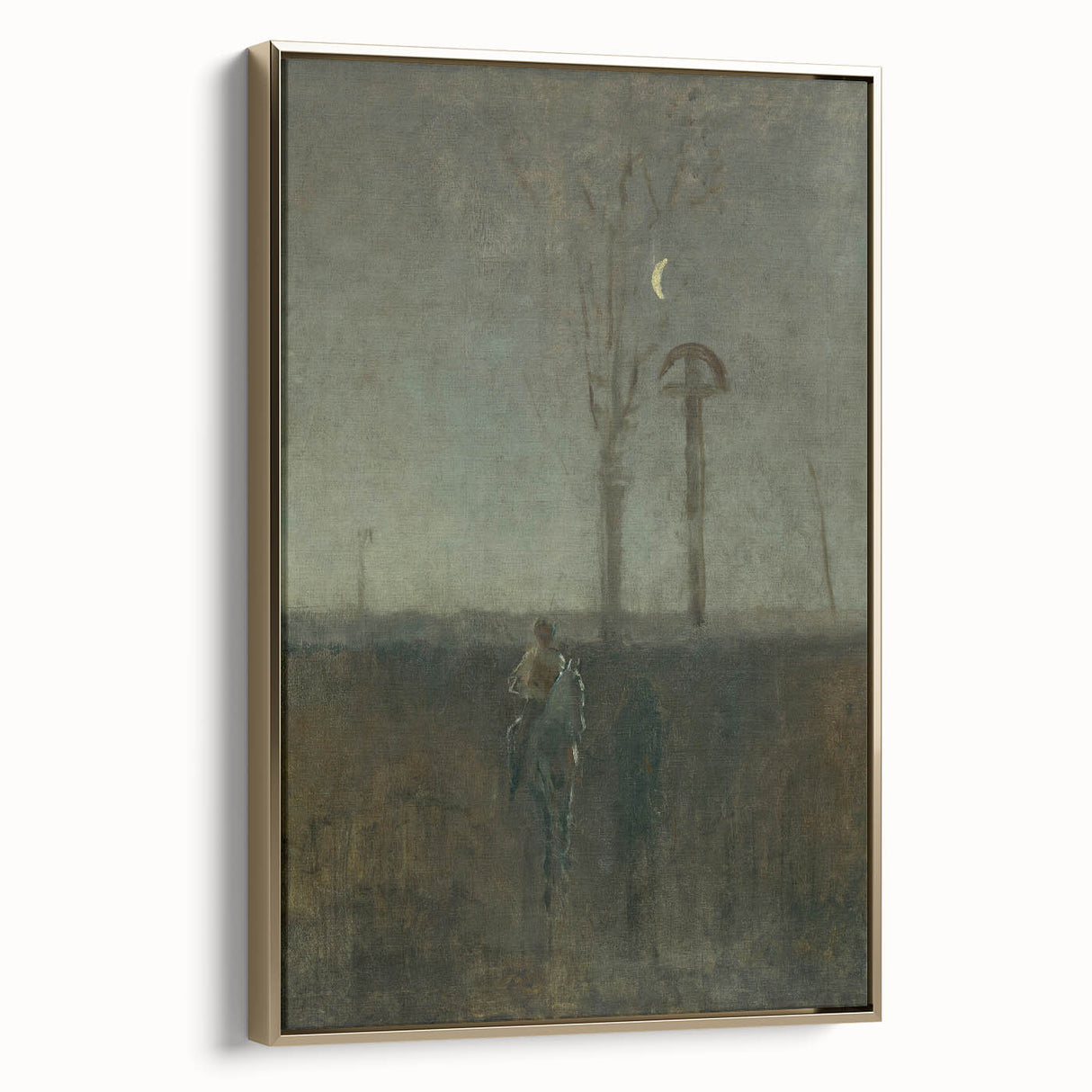 Modern Wall Art - Atmospheric Landscape with Rider for Tranquil Decor