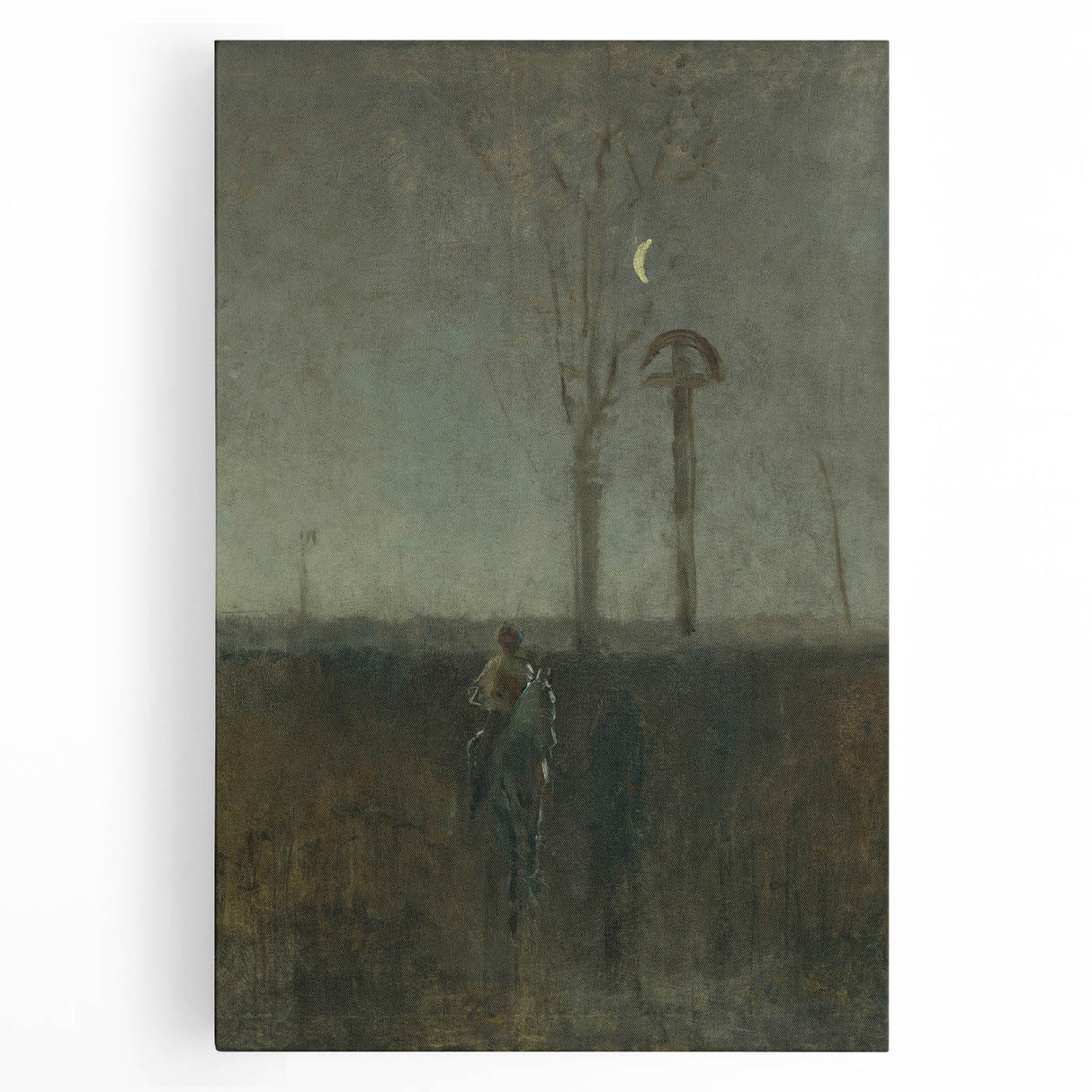 Modern Wall Art - Atmospheric Landscape with Rider for Tranquil Decor