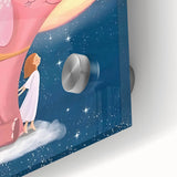 Children's Wall Decor - Dreamy Pink Elephant & Moon Nursery Art
