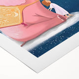 Children's Wall Decor - Dreamy Pink Elephant & Moon Nursery Art