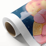 Children's Wall Decor - Dreamy Pink Elephant & Moon Nursery Art