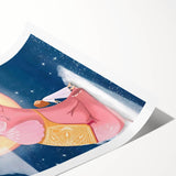 Children's Wall Decor - Dreamy Pink Elephant & Moon Nursery Art