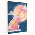Children's Wall Decor - Dreamy Pink Elephant & Moon Nursery Art