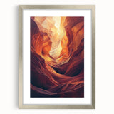 Framed landscape artwork showcasing intricate cave designs with a silver mat, ideal for home decor or office spaces, enhancing aesthetic appeal and ambiance.