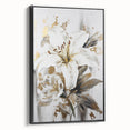Elegant White Lily & Gold Floral Wall Art – Modern Canvas Print