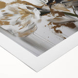 Elegant White Lily & Gold Floral Wall Art – Modern Canvas Print