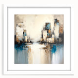 Abstract architecture wall art featuring geometric patterns in muted tones, framed with a white mat for a modern aesthetic, perfect for contemporary decor.