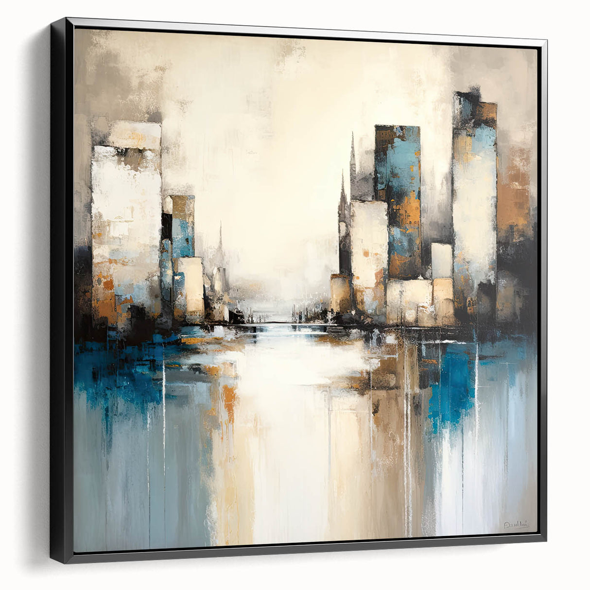 Framed wall art showcasing an abstract architecture design in black, highlighting geometric shapes and lines, perfect for modern home decor.