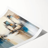 Abstract architectural wall art print showcasing vibrant geometric shapes in bold colors, designed for modern decor. The artwork is rolled and ready for framing.