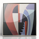 Abstract geometric framed acrylic artwork featuring silver tones and sharp angles, positioned against a neutral backdrop, ideal for modern home decor.
