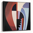 Framed abstract geometric canvas artwork showcasing a sleek black design, perfect for modern decor. Side view highlights its elegant structure and premium finish.